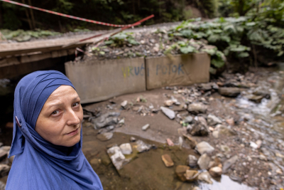 PHOTO: Hajrija Čobo at Vruči potok, a tributary of Trstionica river/ Majda Slámová